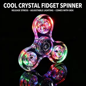 Light Up Fidget Spinner， cool fidget spinner，LED Light Up Crystal Fidget Spinner Stress Relief Toy