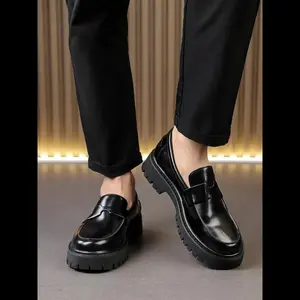 Men's Business Style Solid Color Loafers, Fashionable Casual Comfortable Loafers for Work Office, Male All-match Round Toe Shoes for Daily Wear Footwear Boy