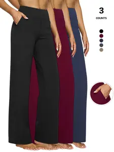 2026 Women's Casual Business Dress Pants, Stretchy High Waist Wide Leg Trousers, Work Office Wear with Pockets, Stylish & Comfortable, Casual Fashion Pants