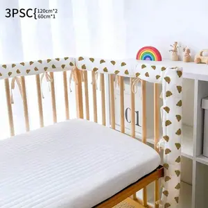 3pcs Baby Bed Edge Sticker Set, Washable Protective Pad, Adjustable Strap, Cute Animal Print, Fits Most Baby Nursery Beds, Safety Rails, Safety Guardrails