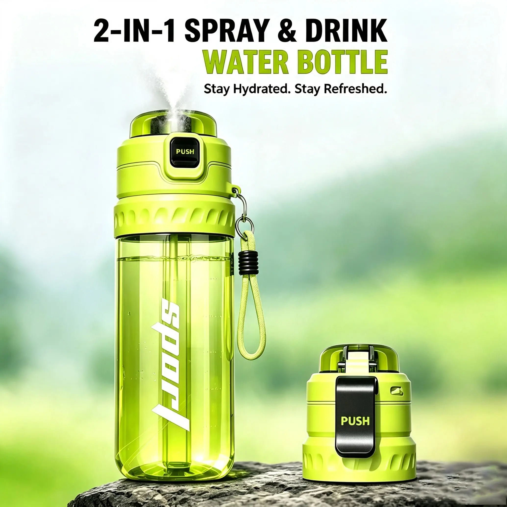 Summer High-Profile Spray Water Bottle, Large Capacity Sports Straw Cup, Men's Outdoor Cycling Plastic Cup, Cooling Drinkware, Sports Water Bottles, Workout Water Bottle Bike