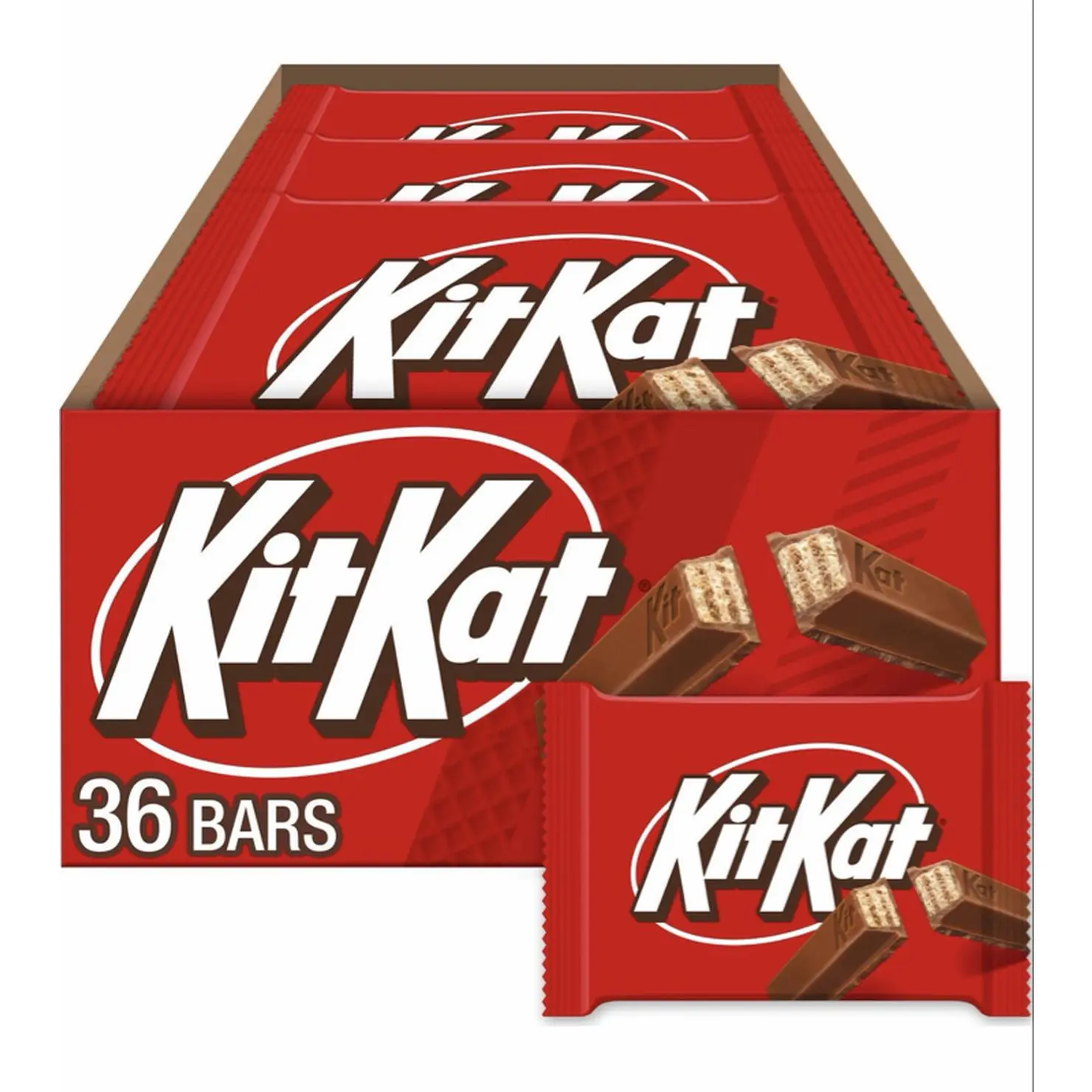 KitKat 36 Bars - Classic Milk Chocolate Flavor - Perfect for Snacking and Sharing - Individually Wrapped