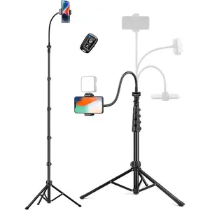 Phone Tripod, 86" Tall Tripod for  with Flexible Gooseneck & Remote, Portable Aluminum Cellphone Stand for Selfies, Video Recording,Travel, Compatible with  Android