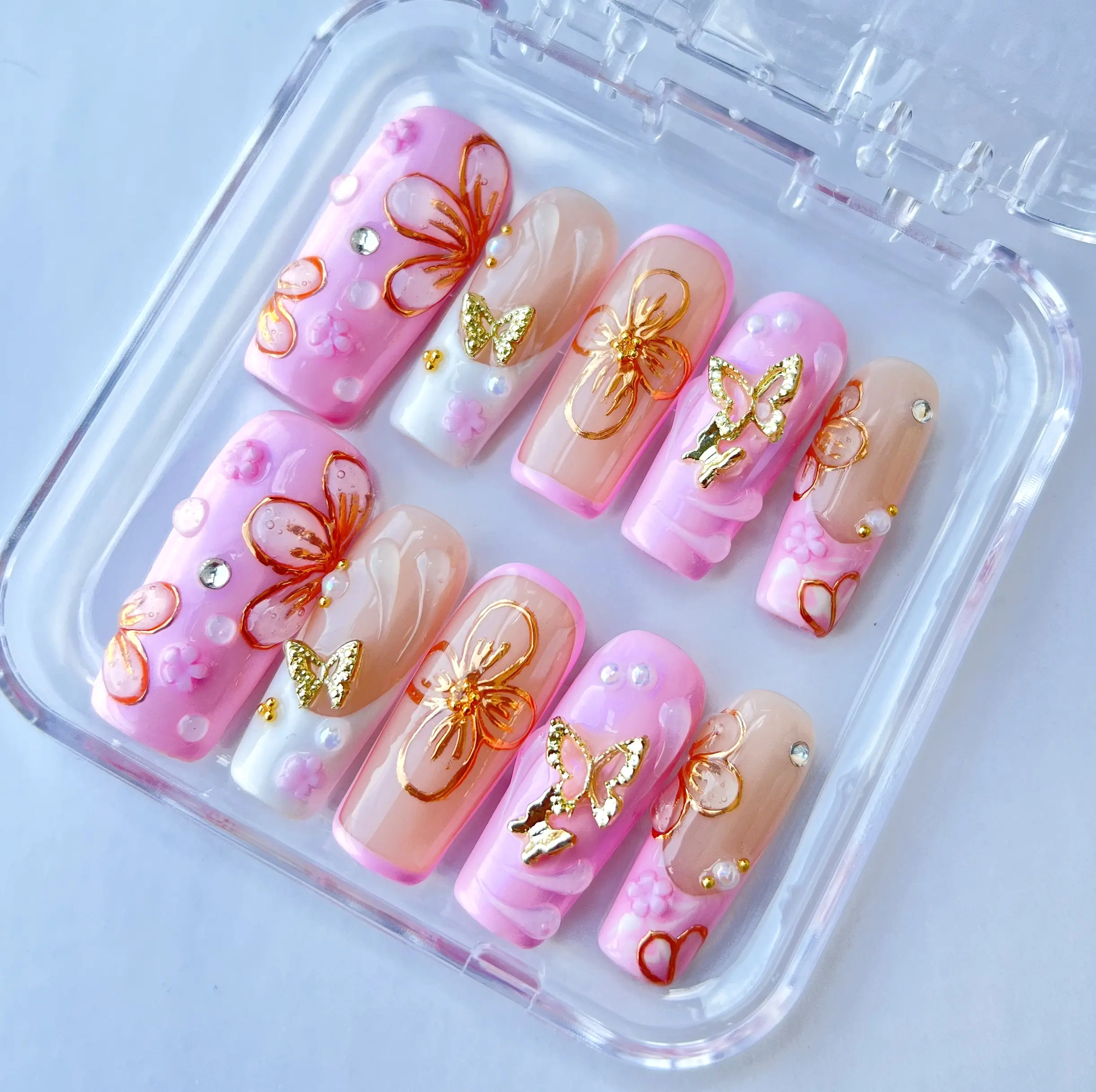 NailPosh\3.0cm square Press on nails 10 pcs\holiday nails collection\cute nails\handmade\high quality \reusable acrylic nails