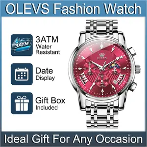 OLEVS 2892 Men Sport Chronograph Quartz Watch, Roman Numeral Luminous Hands, Date Window, 3ATM Daily Water Resistant Wristwatch, Ideal Gift for Any Occasion