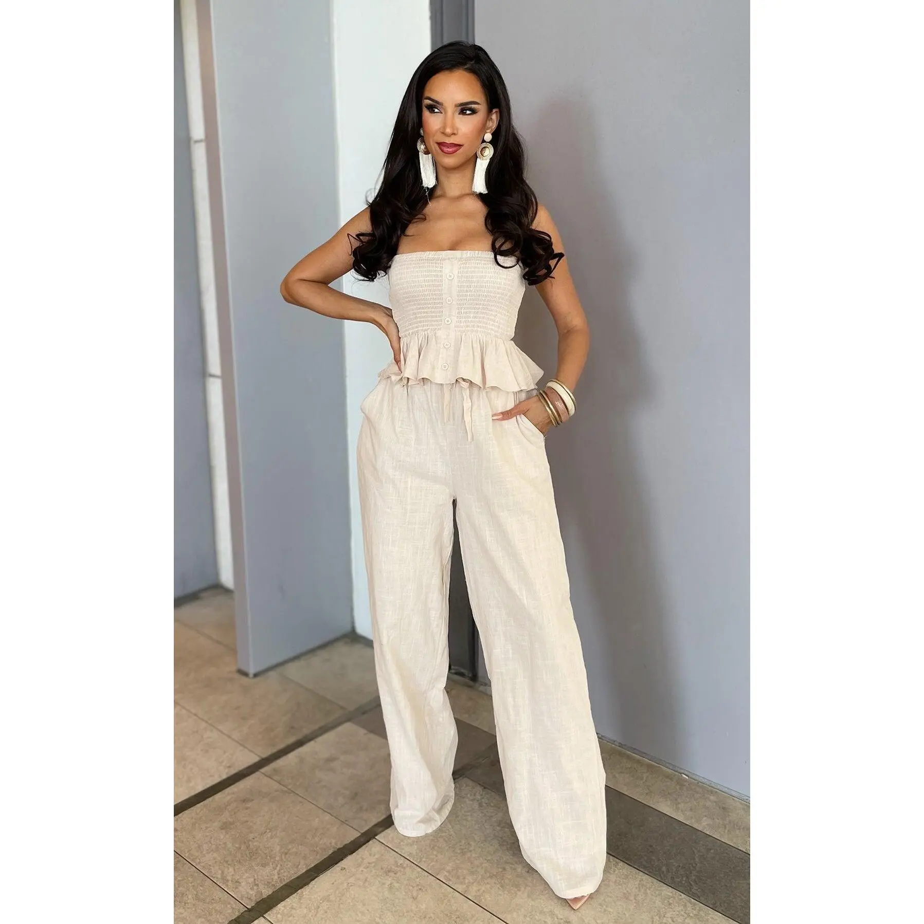 Key West Linen Pant Set Cream