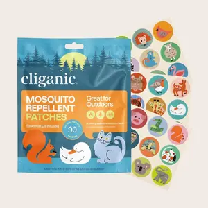 Cliganic Mosquito Repellent Patches – Animals - for Kids & Adults Shaped Badges with Essential Oils, DEET-Free & Natural Bug Protection for Travel, Camping & Outdoor Play