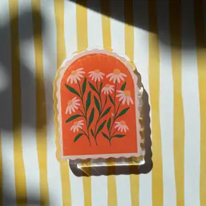 Orange Daisy Frame Kindle Grip, Magnetic Compatible, Cute Decor Item for Phone, Aesthetic Gift for Her mount sticky pop socket