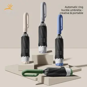 Reverse Automatic Folding Umbrella, Portable Rain Umbrella with Loop Buckle, Premium Dual-use Windproof & Waterproof Umbrella for Men & Women Size 106cm & 125cm