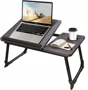 "Adjustable Lap Desk for Bed or Couch – Foldable Legs, Comfortable Working in Bed, Home Office Tray, Breakfast Table with Cup Holder, Watch Movies, Laptop Stand for Bed, Portable Desk for Reading or Laptop, Black"