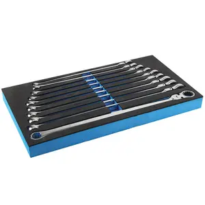 212 MAIN 10-Piece Metric XL Flexible Head Spline Ratcheting Box End Wrench Set, Chrome-Mo Steel, EVA Foam Tray, Universal Drive Compatible