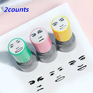 Cute Fun Expression Stamps Set, 2 Pieces, Ideal for Office Supplies, Labels, Instructions Seals, Christmas Gift, Holiday Present