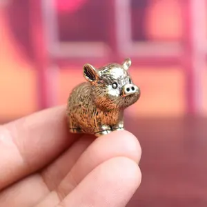 Brass Twelve Zodiac Figurines Set, Pure Copper Pig Craftsmanship, Collectible Animal Ornaments, Home Decor Accessories, Art, Zodiac Animals