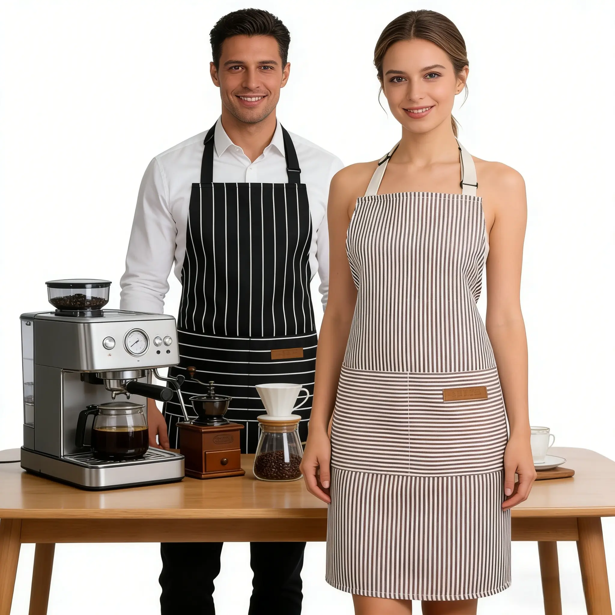 2 Pieces Aprons for Women with Pockets, Aprons for Men,Womens Kitchen Apron, Cooking Apron Adjustable Bib ChefApron(Unisex) Black Chef Adjustable Kitchen Pocket