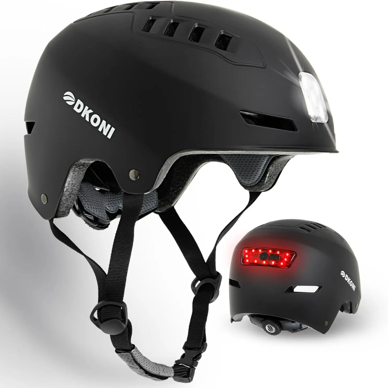 LED Bike Helmet with USB Rechargeable Front and Back Lights, Commuter Cycling Helmet for Adults, Unisex Bicycle Headgear, Bicycle Accessories