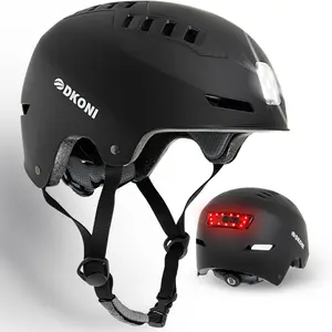 LED Bike Helmet with USB Rechargeable Front and Back Lights, Commuter Cycling Helmet for Adults, Unisex Bicycle Headgear, Rear Bike Light, Bicycle Headlight