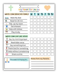 Kids Chore Chart & Daily Routine Chart (Ages 3–8) | Christian Faith Chart with Reusable Dry Erase