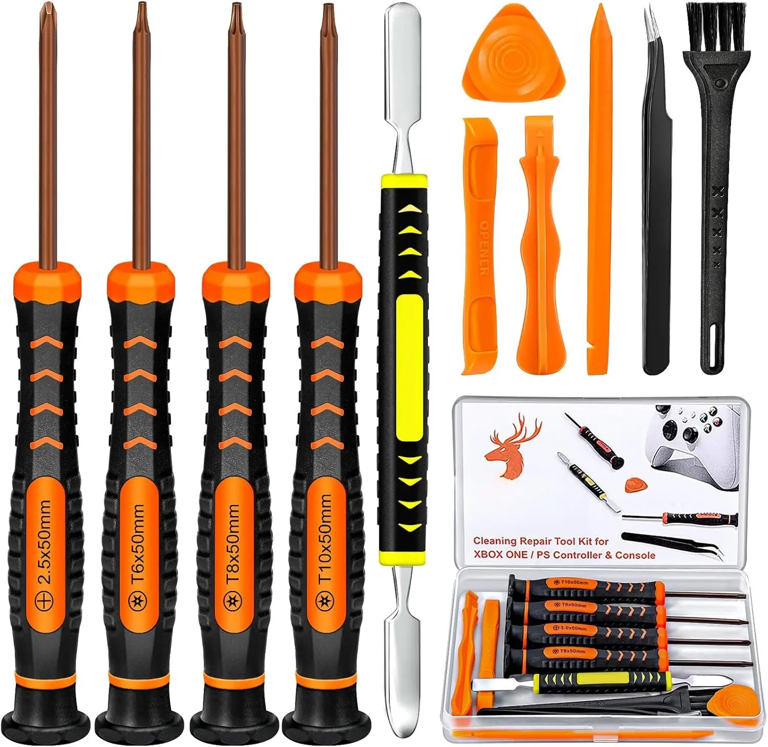 Repair Kit for  One/360/X PS4 PS3 PS5, PH0 T6 T8 T10 Torx  , Crowbars,Tweezers, Cleaning Tool for Controller and Console