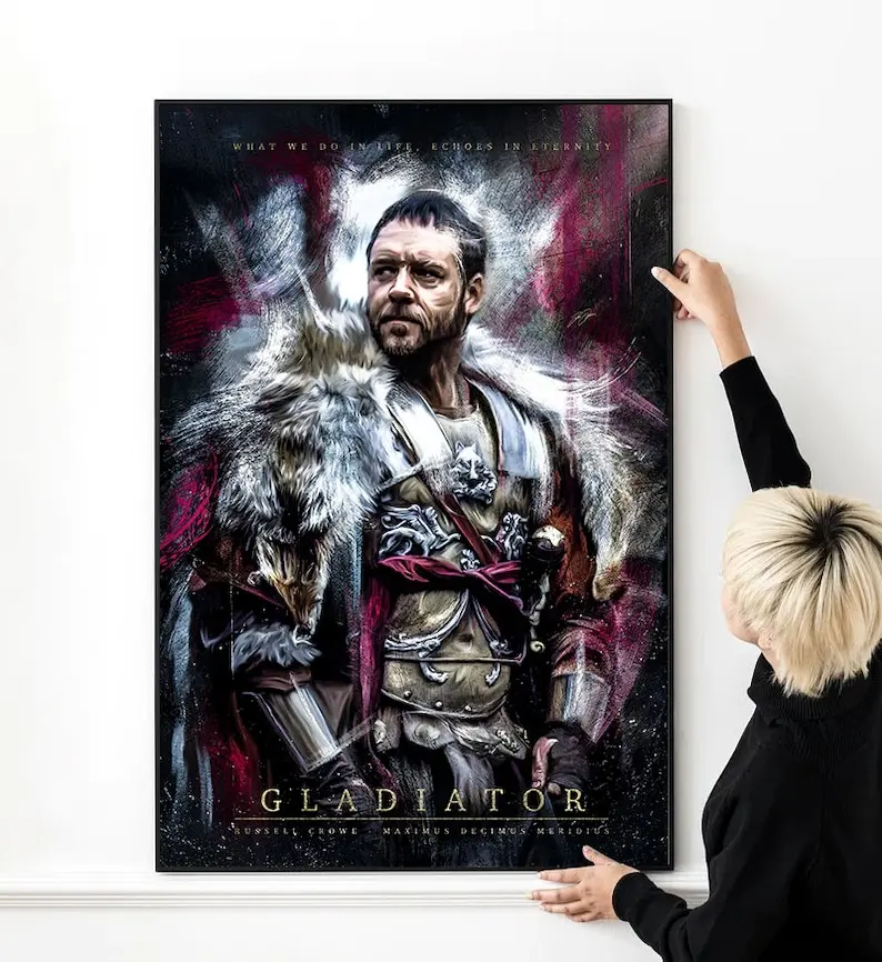 Gladiator Artwork Cover Movie Poster, High Quality Print Photo Wall Art Cloth Multi size for Gift, Quality Paper 8x12 to 27x40inch
