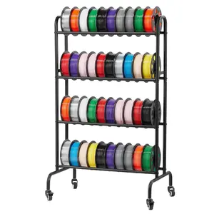 3D Printer Filament Storage Rack With 4 Tier Spool Holders Adjustable Shelves, Wall Mounted Organizer For Filament Spools, Cables, And Accessories, Durable Steel Construction, High Capacity, Space Saving Design, Wide Compatibility