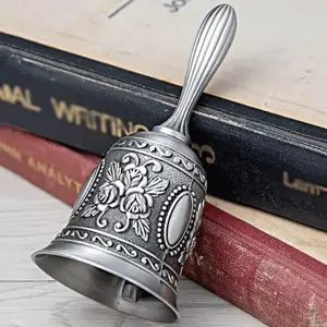 Vintage Brass Hand Cranked Call Bell, Ornate Retro Design, Perfect for Weddings Temples Classrooms