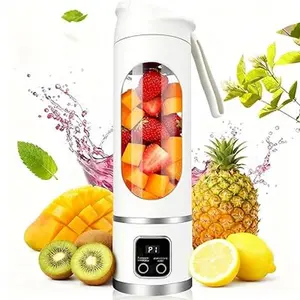 USB Rechargeable Portable Blender With LED Display & Stainless Steel Blades, 450ml Fast Ice Crushing For Protein Shakes & Smoothies, Leak-Proof Compact Design Ideal For Gym, Office, Camping, Travel And Back To School
