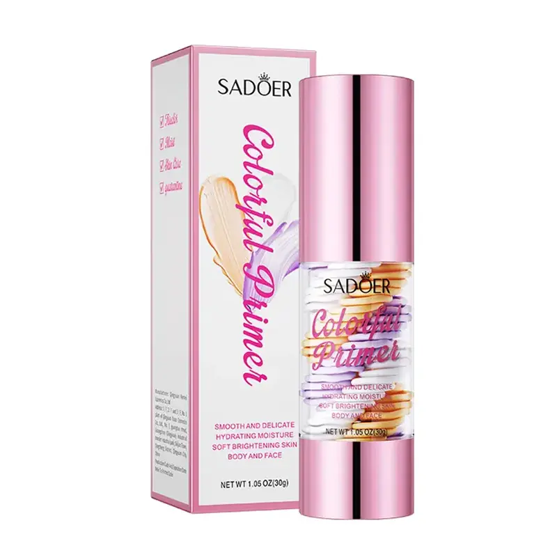 3-in-1 Color Correcting Facial Serum,Moisturizing Primer, , SPF 50 PA++ +Brightening Primer for Even Skin Tone, OilControl & Refreshing, Purple, Pink & GreenTones