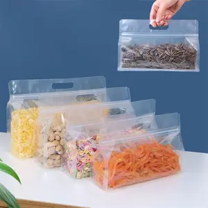 10 Pcs Reusable Clear Zipper Bag, Portable Leak-proof Food Storage Container, Refrigerator, Kitchen Travel Supplies, Sealed Food Storage Zipper Upright Bag, Suitable for Cookies, Candy, Snacks, Dried Fruits, Cereals, Spices, Zippered Storage Containers