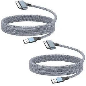 30-Pin USB Charger  3.3FT 2-Pack,   & Sync Nylon-Braided Cord for  4/4S/3G/3GS, iPad 1/2/3, iPod  4/3/2/1, Classic/Nano for Older Generation Devices 2 Pack