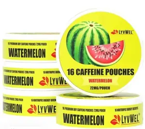 Caffeine Pouches 72mg - 5 pack Watermelon - 16 Pouches per pack, New Sport Energy Beverage Drink
