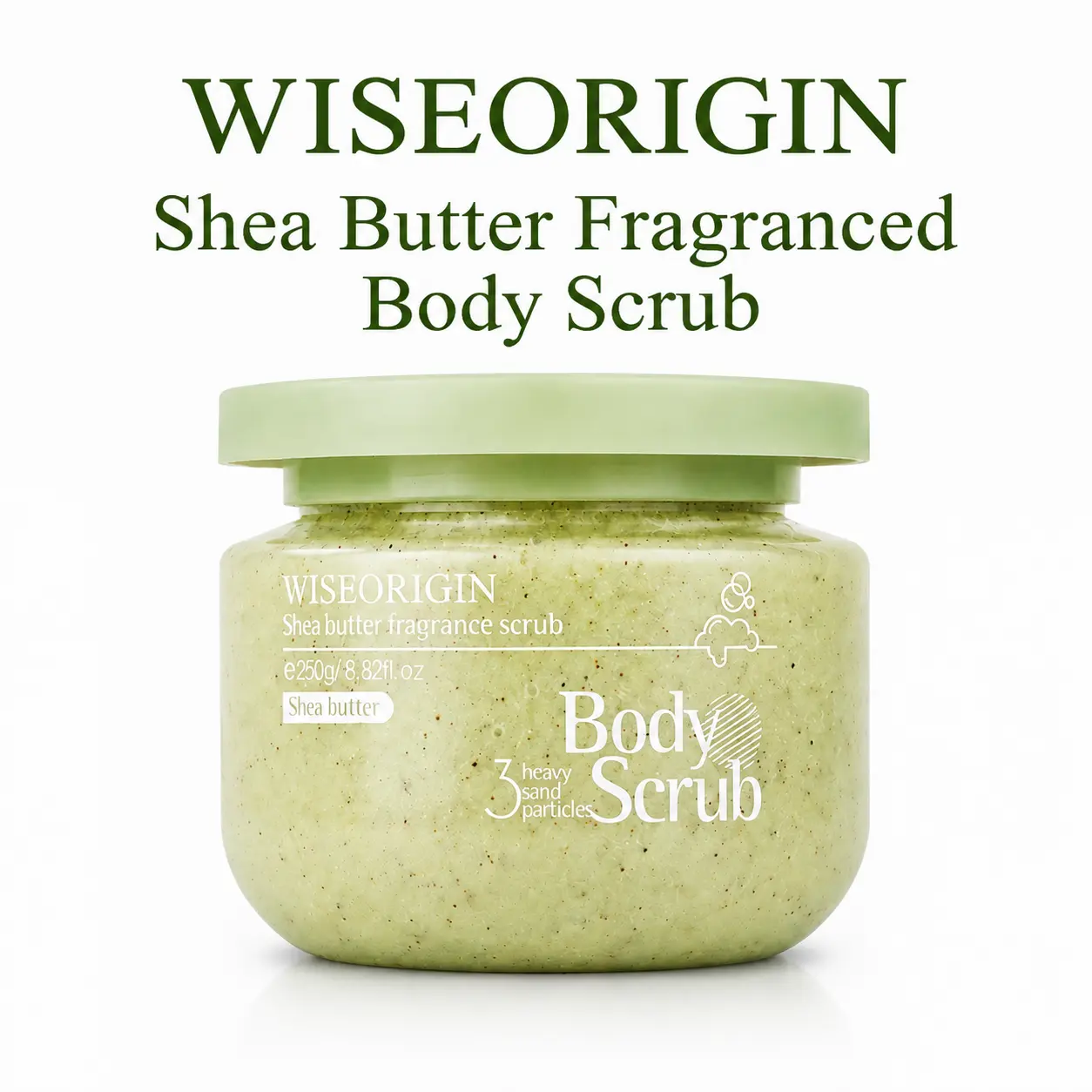 WISEORIGIN Shea Butter Body Scrub, Gentle Bath Exfoliator for Smooth and Glowing Skin, Fragranced Body Care, Gentle Scrub