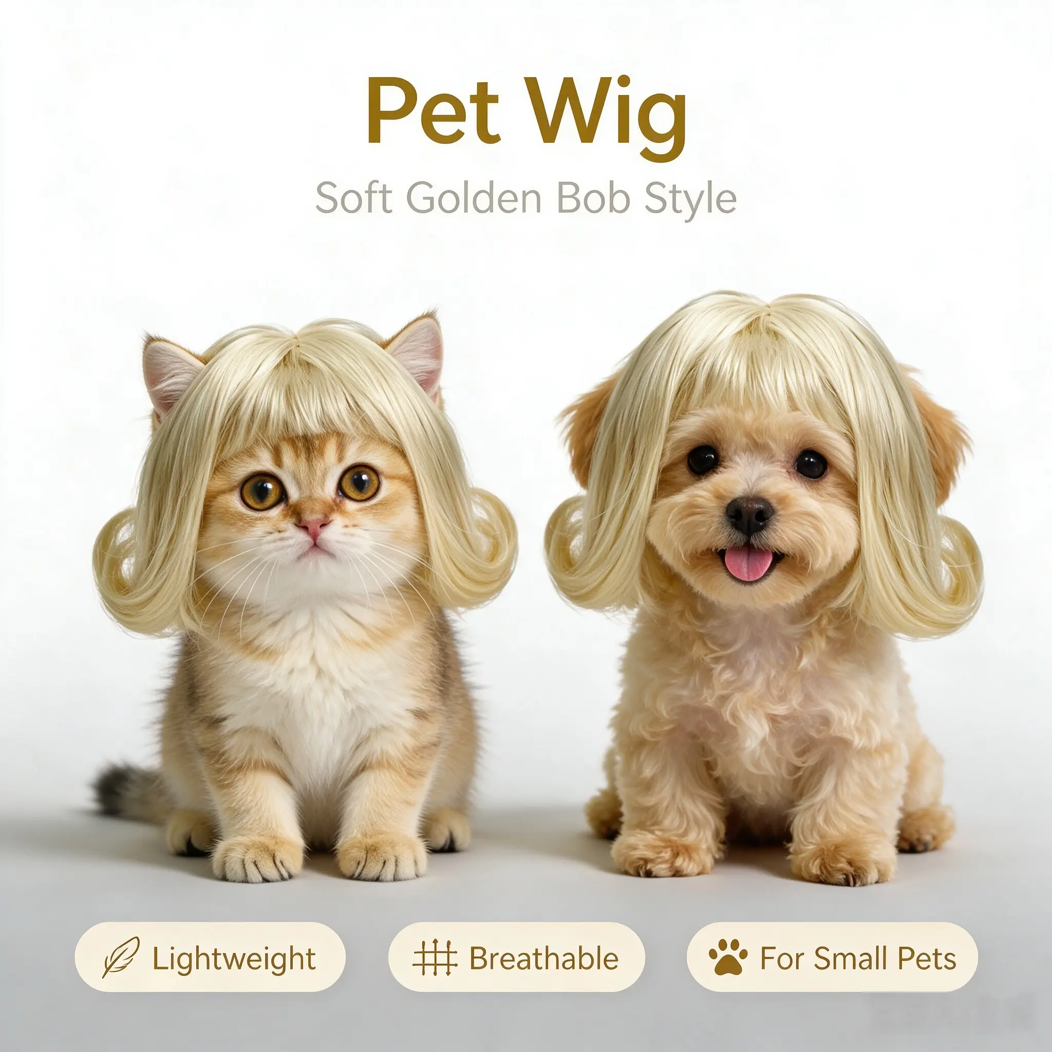 LAST STOCK TESSVEYA Cat Wig for Halloween Cosplay Pet Wig Funny pet  Cute design  Dog hair decoration- Hand-Sewn, DIY Cut, Elastic Band, 25 cm Head Circumference, Fun Pet Outfit, Washable, Noticeable Pet Gift