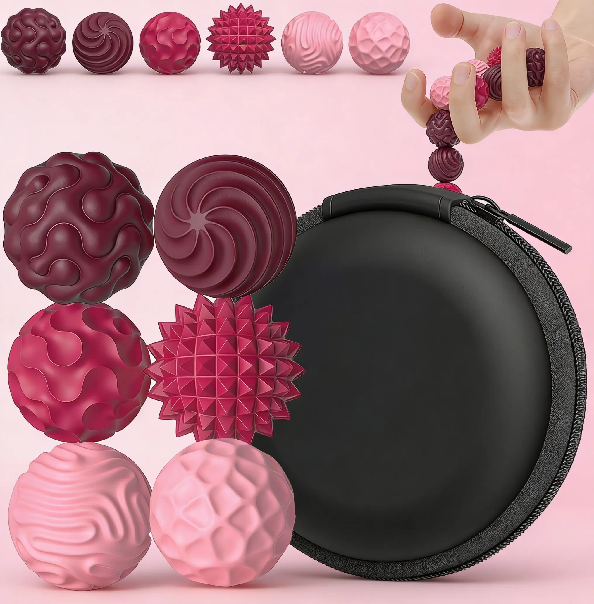6-Pack Black Silicone Magnetic Fidget Balls | Stress & Anxiety Relief Toy for Adults and Teens