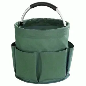 Collapsible 18L Camping Picnic Basket, Nylon with 6 Pockets & Comfort Grip Handle, Multi-purpose for Outdoor, Garden, Cleaning, Foldable Heavy-Duty Storage Tote