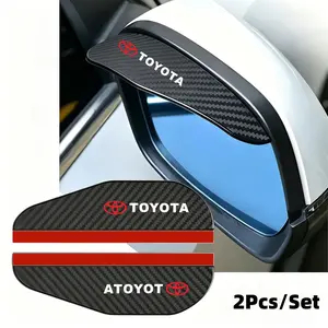 2 Pcs Car Rearview Mirror Rain Guards, Carbon Fiber Texture Backing Board, Toyota Compatible, Automotive Accessories