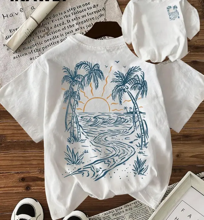 INAWLY Women's Letter Print Cotton Streetwear Short-Sleeve T-Shirt - Casual Loose-Fit Round Neck Top with Turtle Accent for Summer, Shortsleeve, Tshirt