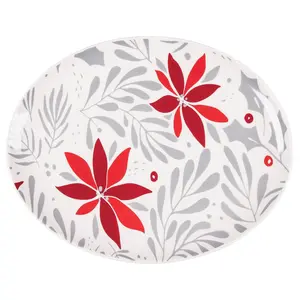 Poinsettia Christmas Oval Platter by Valerie Poinsettia Christmas Oval Platter by Valerie
