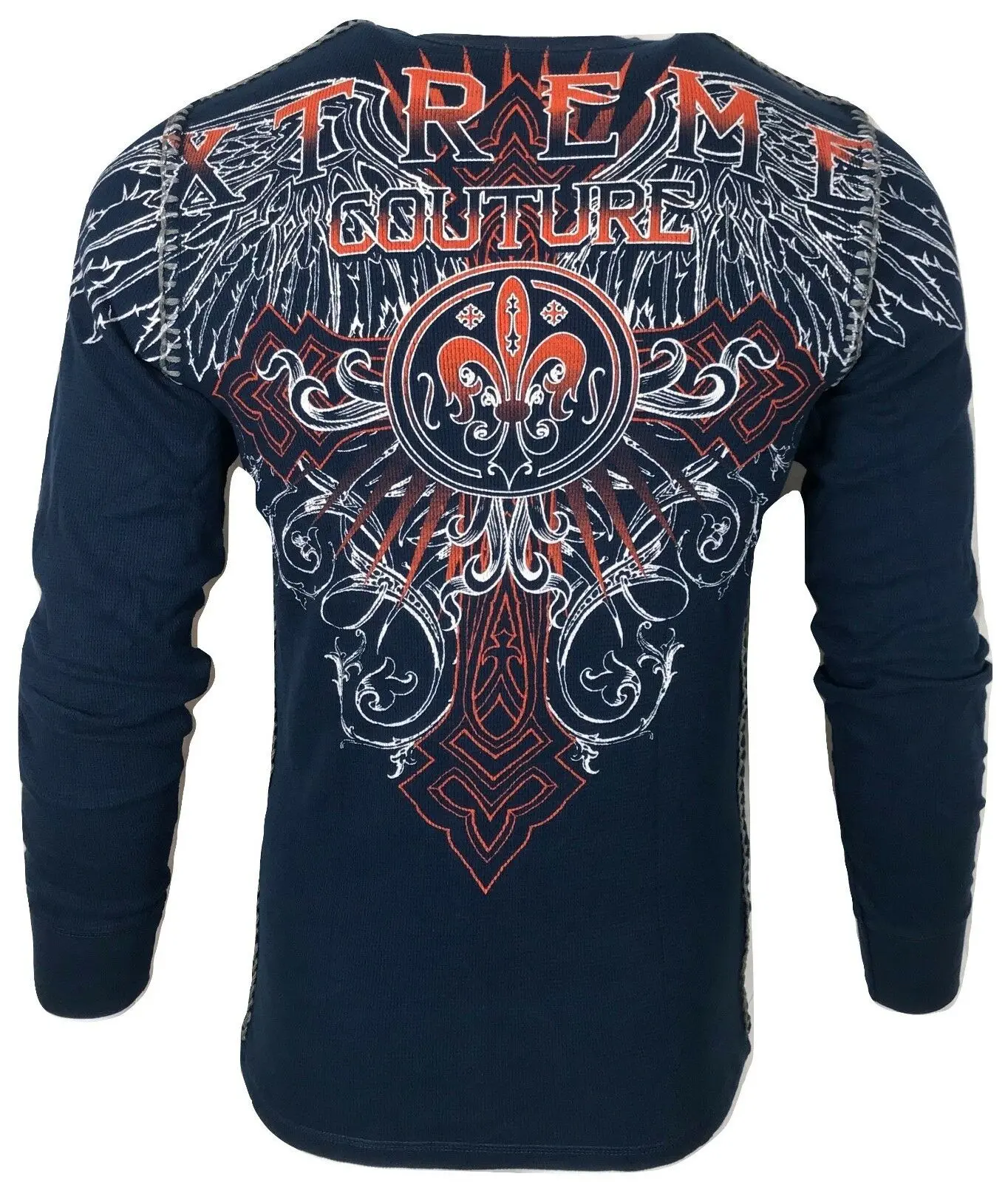 Xtreme Couture by Affliction Men's Riveter Gothic Graphic Thermal Shirt, 100% Cotton Long Sleeve Crewneck, Made in USA, Mensfashion