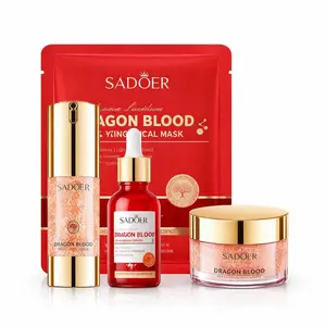 Dragon Blood Mask Care Set (4 Pieces) Kit, Moisturizing Firming Tightening Deep Hydration Hydrating Face Cream, 5 Masks, Facial Serum, Night Cream, Women Skincare