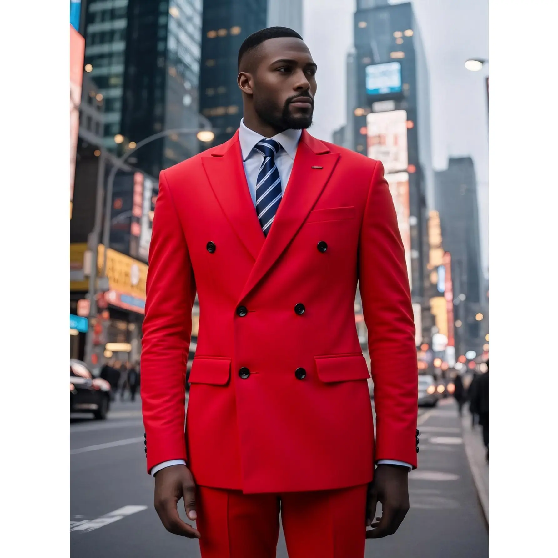Men's 2-Piece Classic Formal Wear Suit Set - Long Sleeve Solid Double Breasted Peak Lapel Polyester-Viscose Jacket and Trousers for Office, Wedding, Menswear, Wrinkle, Smooth, Plain, Fabric, Rayon, Fitted, Button, Preppy, Retro, Evening, Wedding Wear, Bus
