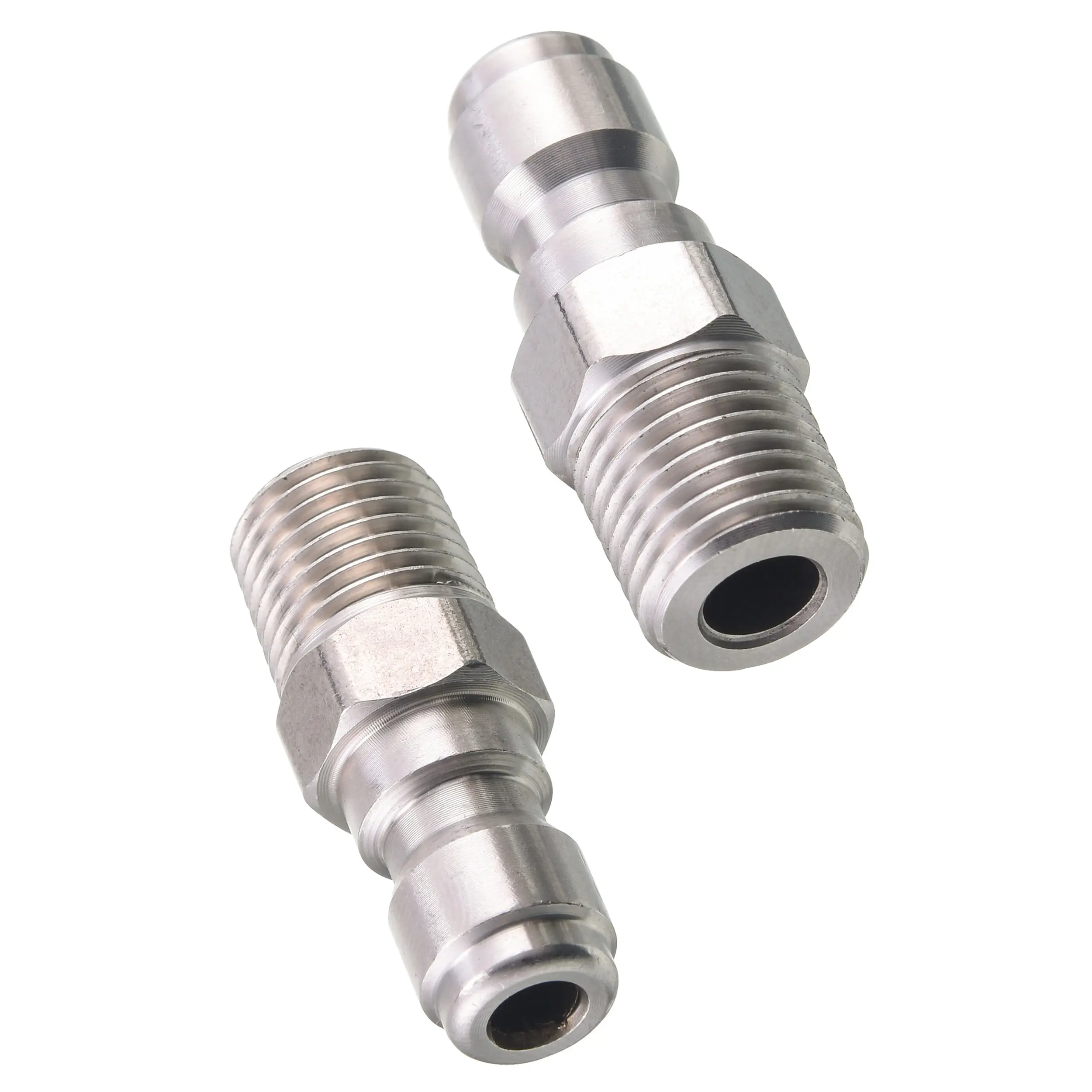 RIDGE WASHER High-Pressure Performance Pressure Washer Couplers, 1/4 Quick Connect Plug, Male NPT Fitting, 2-Pack, 5000 PSI, Pressure Washer Accessories, Stainless Steel