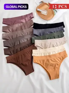 Women's Solid Color Panty, Soft Comfy Breathable Knicker for Daily Wear, Underwear for All Seasons, Soft Breathable Panties, Soft Fit Panty