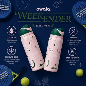 Owala FreeSip 32oz "Weekender" Sporty Stainless Steel Vacuum Flask Water Bottle Leakproof Insulated Sports Bottle Aesthetic Travel Mug