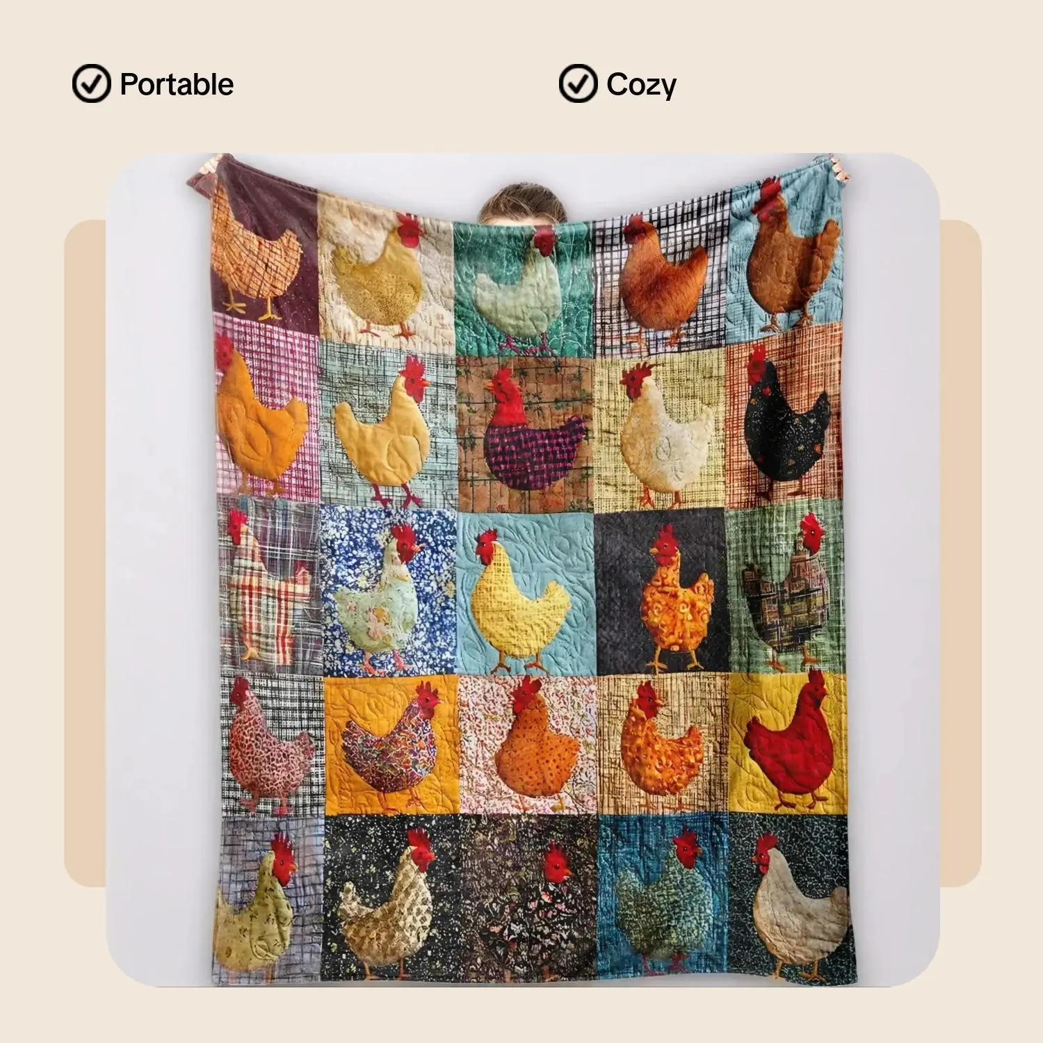 Cute Chicken Print Flannel Blanket - 2D Printing, Soft Lightweight Flannel Material, 1 Piece, Animal Motif, Multi-Size, Soft Lightweight Comfortable Casual Blanket for Home, Travel Naps, Soft Lightweight Blanket