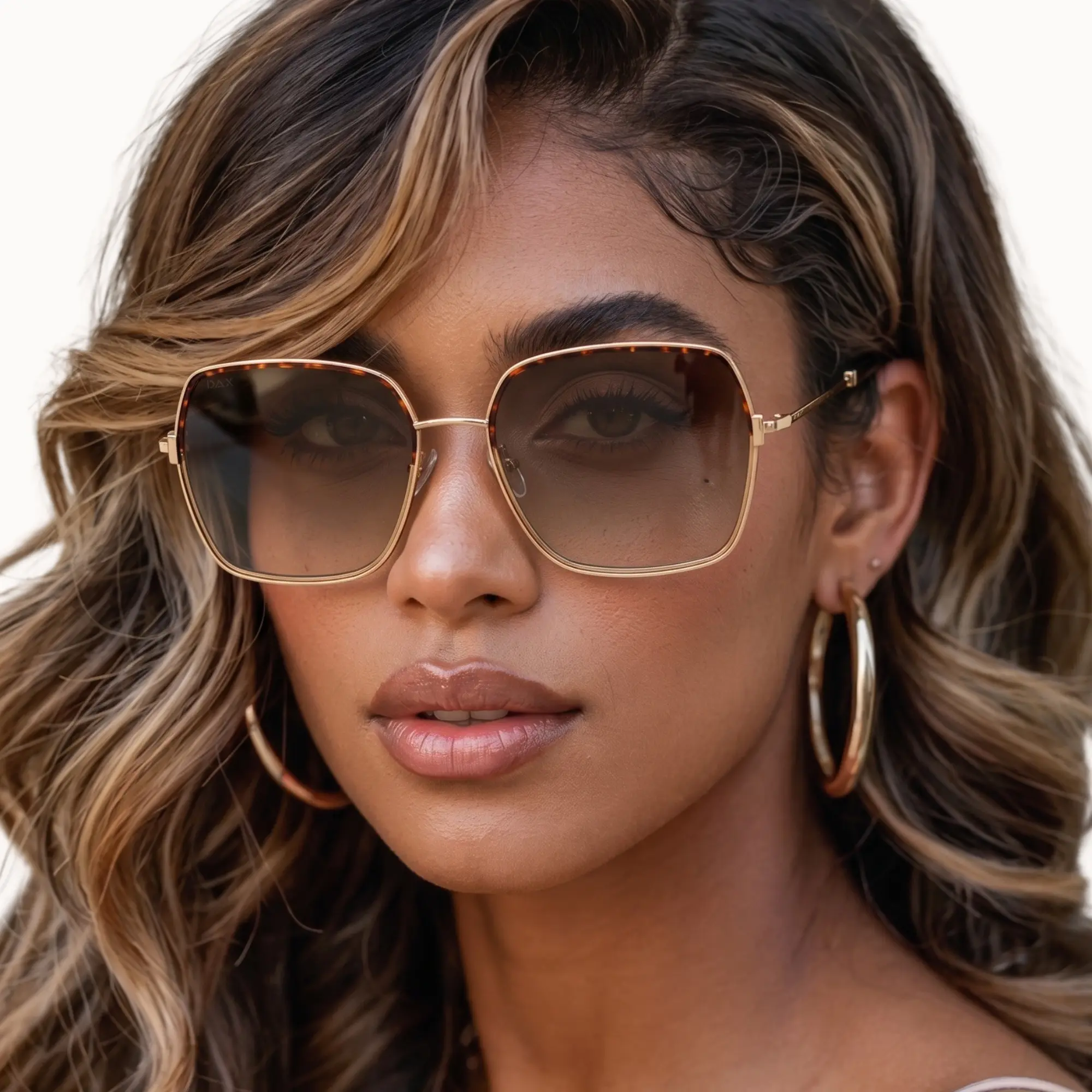 DAX EYEWEAR Women's Aspen Sunglasses - Oversized Square Frames, Windproof UV400 Sun Protective Eyewear, Trendy Womens Sunglasses for Round or Heart-Shaped Faces, Trendy Shades