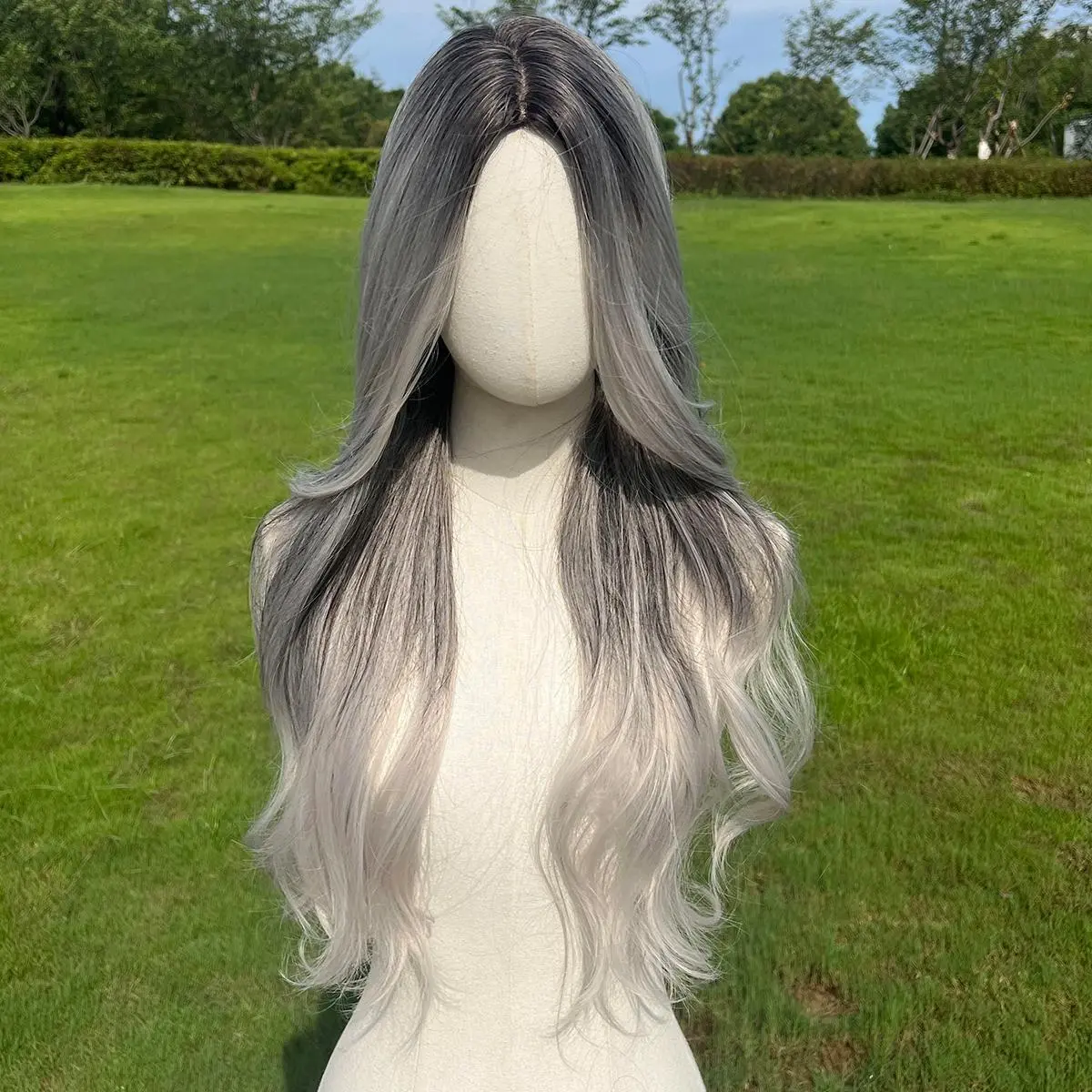 SMILCO SM1623 Synthetic Bodywave Wig - 30-Inch Gray Loose Wave, No Bangs, Heat-Resistant Fiber, Adjustable Cap, Natural Look for Daily Wear