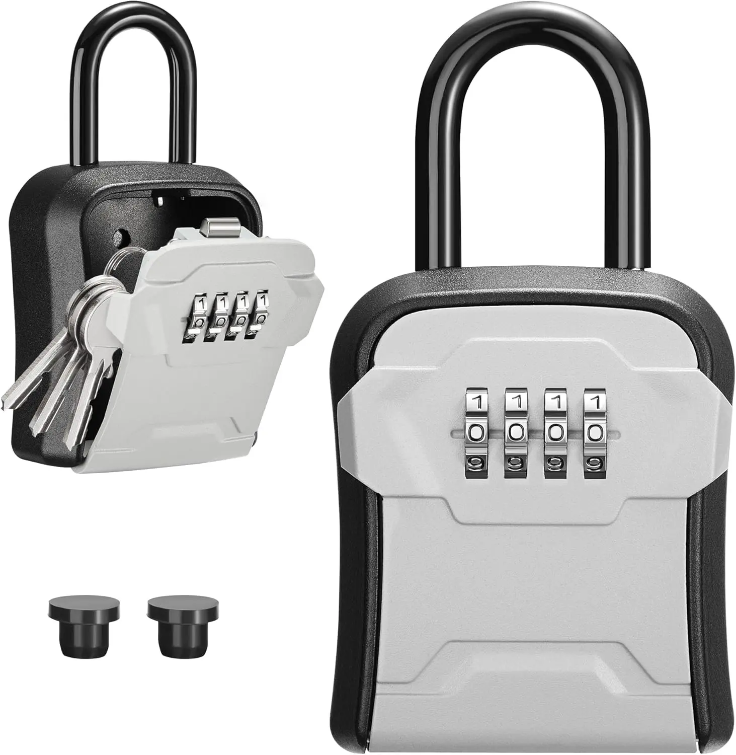 Lock Box, Key Lock Box Wall Mount & Portable Combination Lockbox with Resettable Code, Security Lockbox for Outside House Keys, Apartment Realtors Spare Keys Storage (1 Pack, Gray)