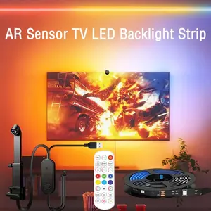 Dynamic Color Changing RGBIC LED TV Backlight Strip, Ar Color Sensor, USB Powered, Music Sync, Ideal for Gaming Room Bedroom Living Room, LED Mood Light