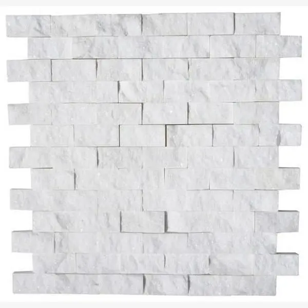 Thassos White 1X2 Split Faced Mosaic Tile Sample