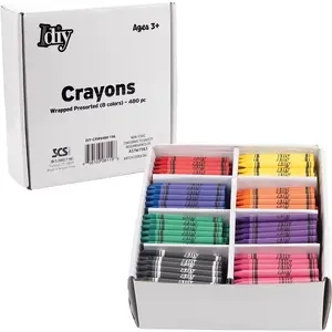 IDIY Wrapped Bulk Wax Crayons (Pre-Sorted 480 ct, 60 each of 8 different colors) -ASTM Safety Tested, For Kids, Teachers, Great For Art Classrooms